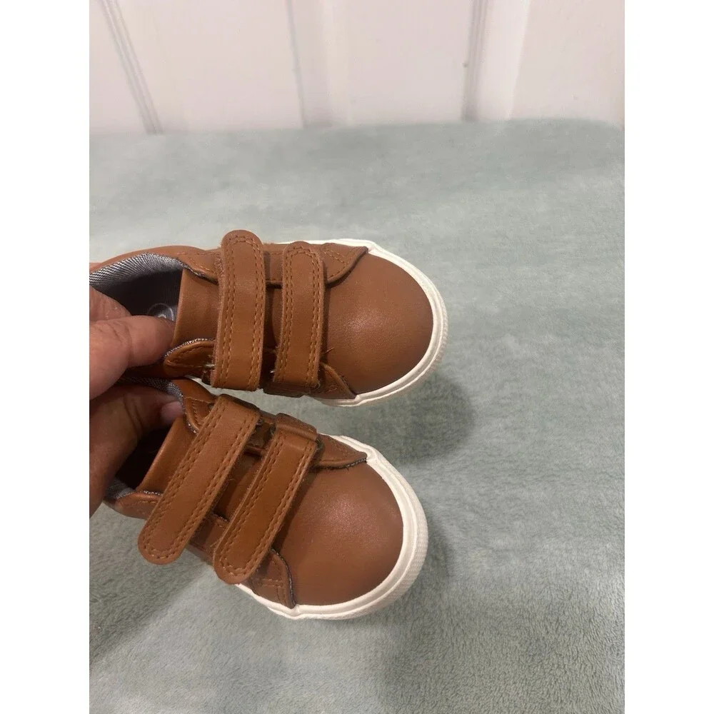 Cat & Jack Toddler Boys Brown Hook & Loop Sneakers Size 5